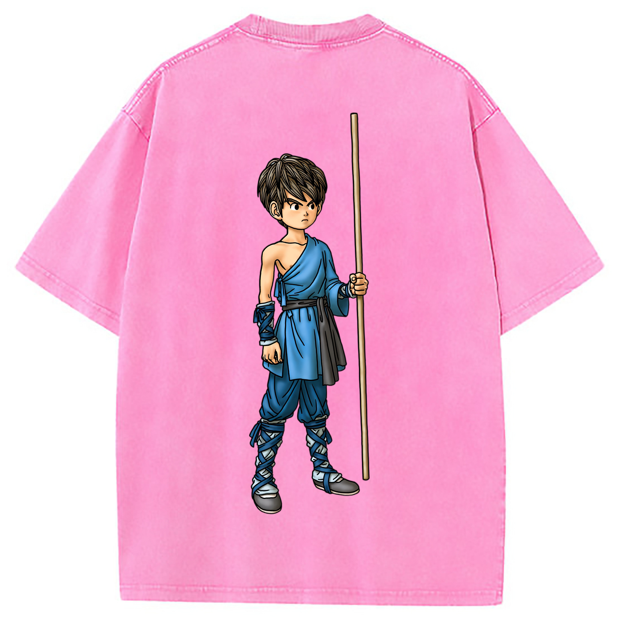 （画像用） ドラゴンクエスト Doragon Kuesuto Dragon Quest 綿100% ヴィンテージ風 半袖Tシャツ（背面プリント）